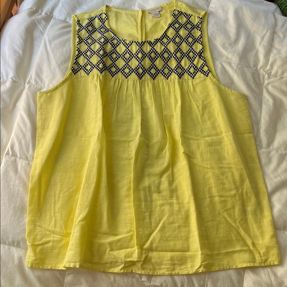 J. Crew Yellow Blouse with Black Pattern
